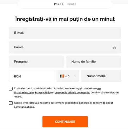 &Icirc;nregistrare Nitro casino